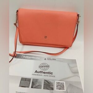 Kate Spade, Vibrant Pink Peach Leather Crossbody Bag